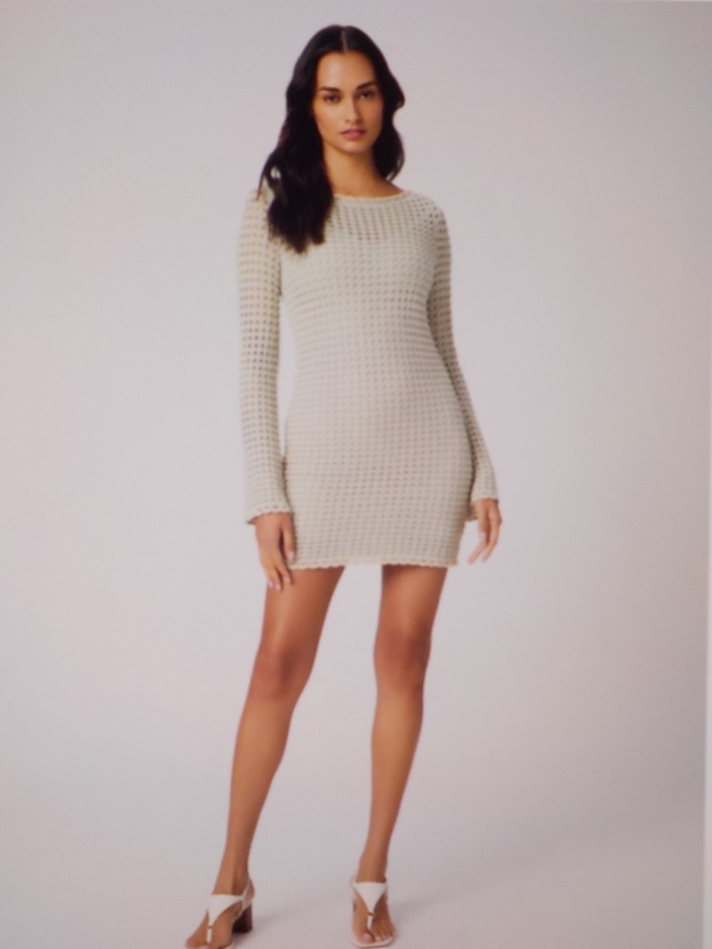 CREAM KNIT MINI DRESS/BEACH COVER-UP/TUNIC - Picture 12 of 12